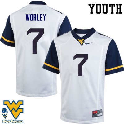 Youth West Virginia Mountaineers NCAA #7 Daryl Worley White Authentic Nike Stitched College Football Jersey IB15B37VT